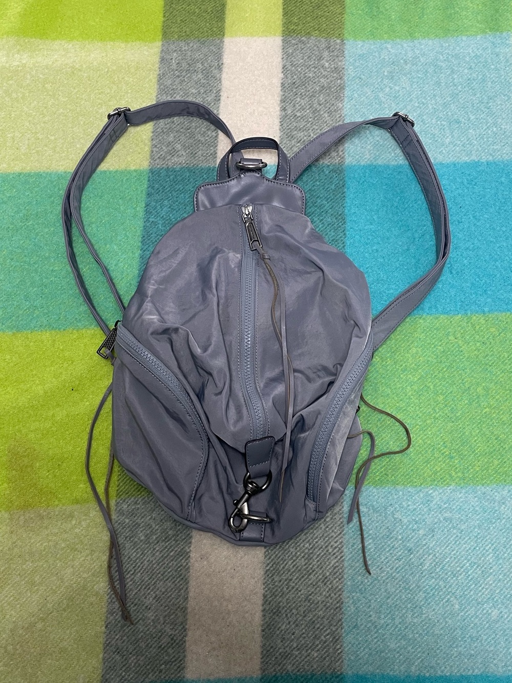 Rebecca Minkoff Julian Small Backpack Women's Grey Paratrooper Leather Trim Bag